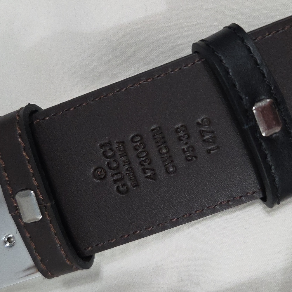 Gucci Reversible Black Brown Leather Belt with Silver Double G Buckle 32/34 - Picture 6 of 15